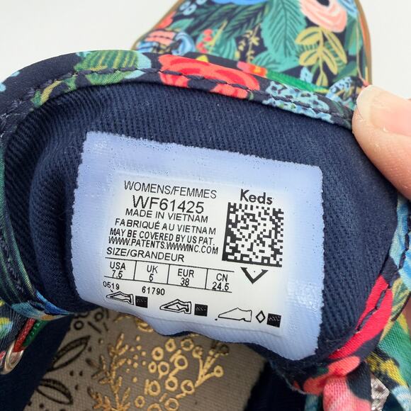 Keds x Rifle Paper Co. Womens 7.5 Colorful Satin Floral Platform Sneakers Shoes - Picture 11 of 12